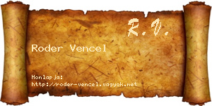 Roder Vencel névjegykártya
